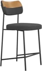 Banqueta Cozinha Média Kit 4 Milli Linho Grafite/Caramelo A14 - Mpozen