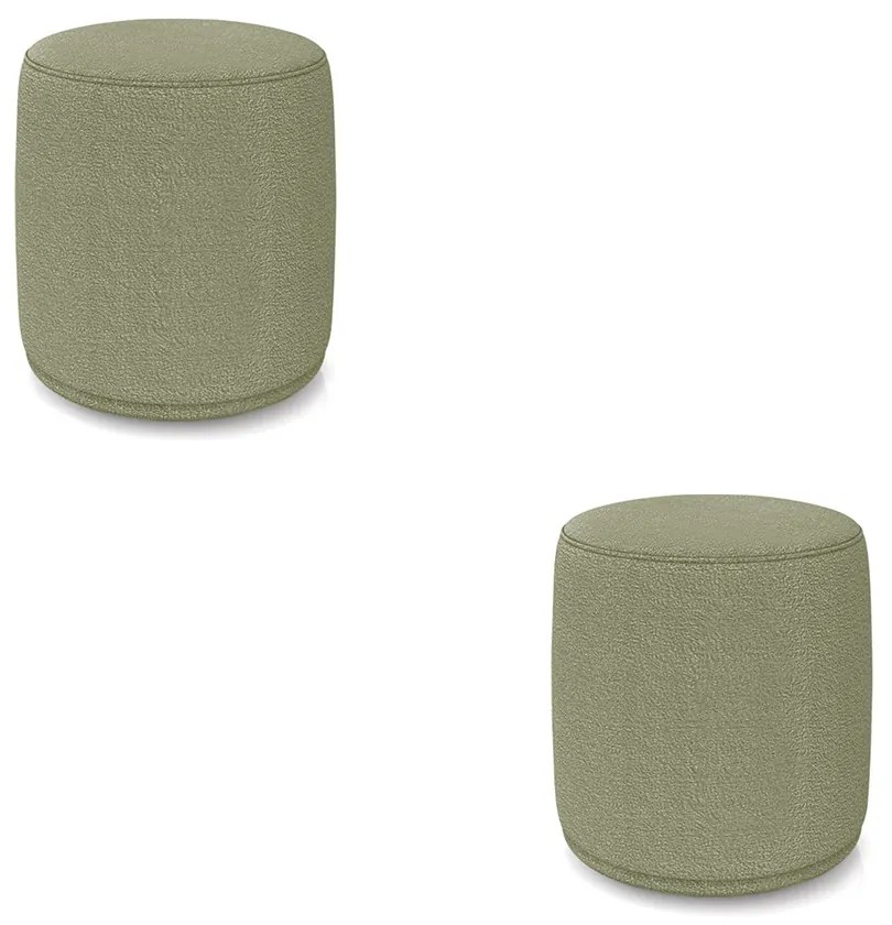 Puff Redondo Orgânico para Sala kit 2 Malu Bouclê M11 - D'Rossi - Pistache