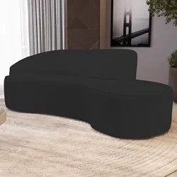Sofá Living  3 Lugares 260cm Braço Esquerdo Mozart D06 Sintético Preto