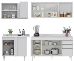Armário de Cozinha Modulado de Canto Direito 4 Peças CP41 Balcão com T