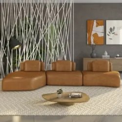 Sofá Ilha Com Chaise 449cm Living Moby Sintético Caramelo Z08 - Mpozen