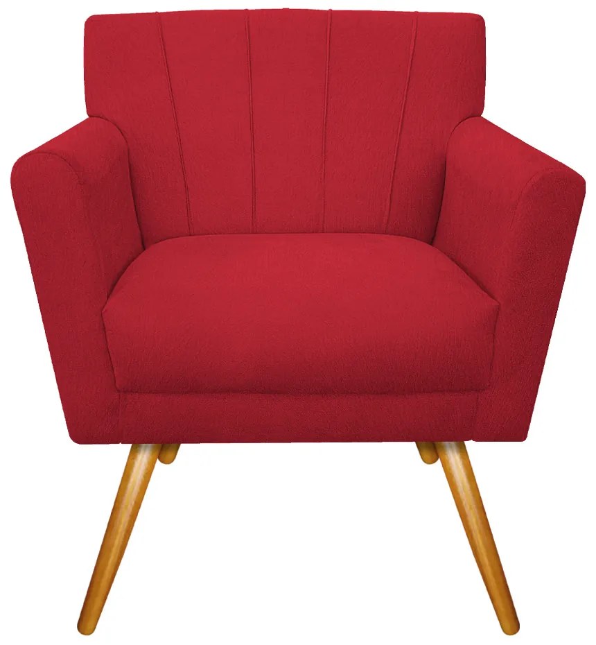 Poltrona Laura Pés Palito Mel Suede Vermelho - ADJ Decor