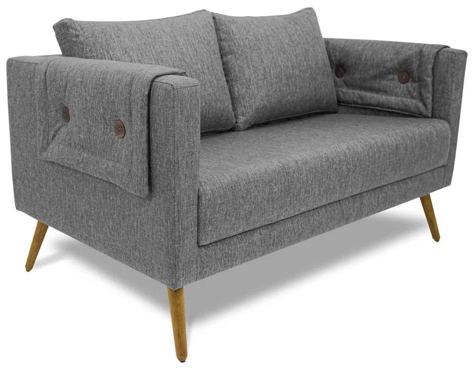Poltrona Namoradeira Paris D07 2 Lugares Linho Mescla Cinza - D'Rossi