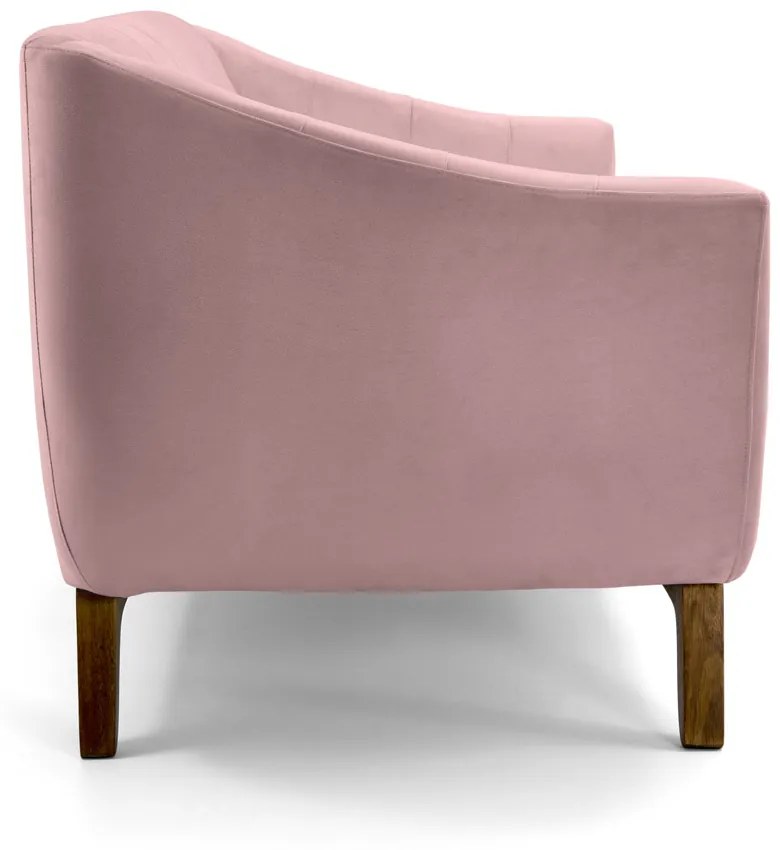 Sofá 2 Lugares Odeon D07 140cm Base Madeira Veludo Rosa - D'Rossi