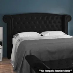 Cabeceira Cama Box Queen 160cm Provença Z37 Sintético Preto - Mpozenat