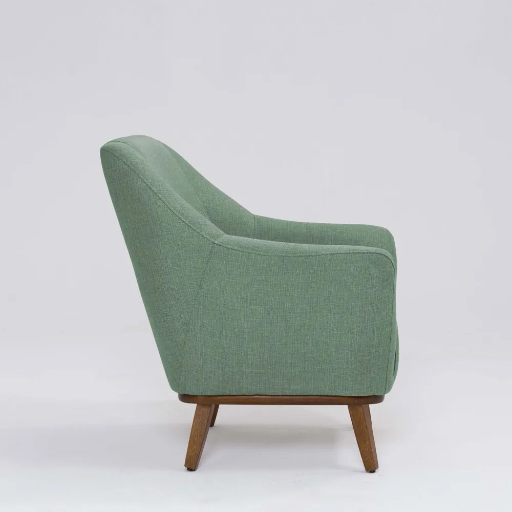 Poltrona Decorativa Pauline D07 Base Madeira Linho Mescla Verde D07 - D'Rossi