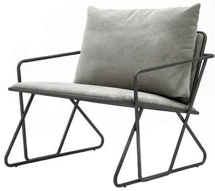 Poltrona Industrial Vaz Assento Estofado Cinza com Base Aco cor Grafite - 47776 Sun House