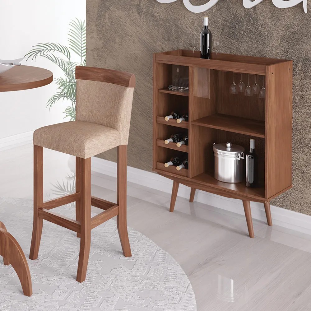 Cristaleira Bar com Nicho Adega Sala de Estar Clear Imbuia G42 - Gran Belo