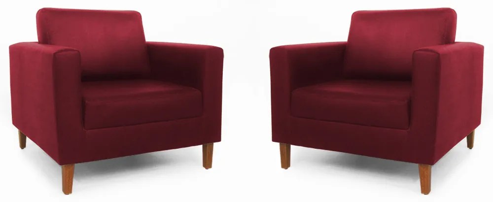Conjunto 2 Poltrona Decorativa Gabriela Suede Bordo