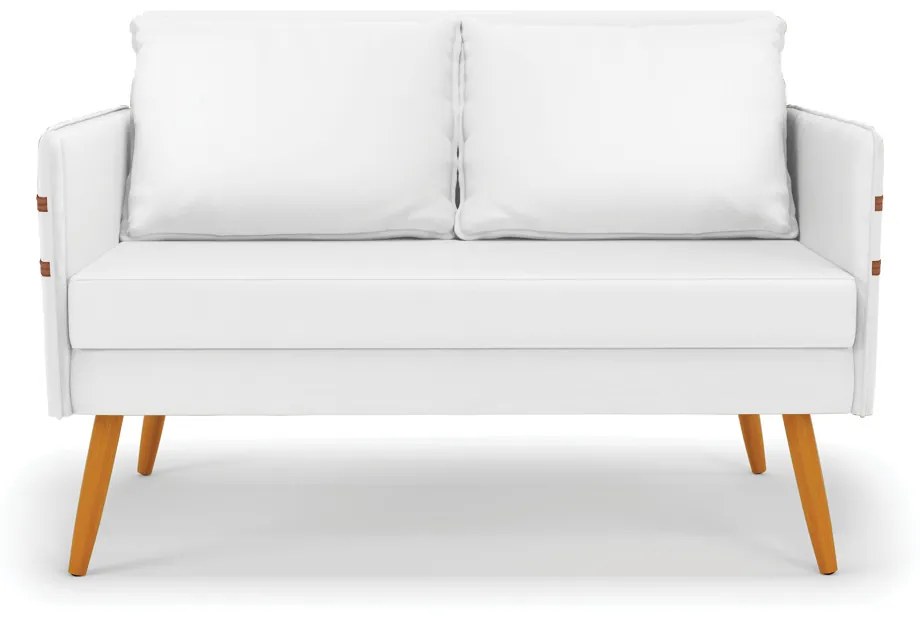 Kit 01 Namoradeira 02 Lugares e 02 Poltronas Mari Corino Branco Pés Palito Castanho - D'Rossi