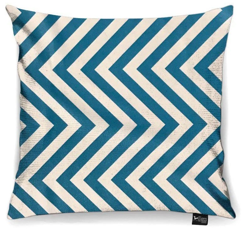 Capa para Almofada Tecido Estampado Zig Zag Azul Turquesa D90 D03 - D'Rossi