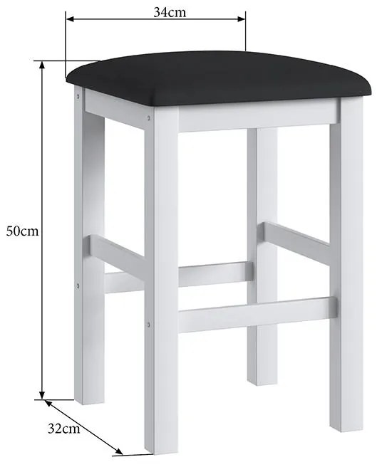 Conjunto 2 Banquetas Estofadas Madeira Espuma - Branco/preto
