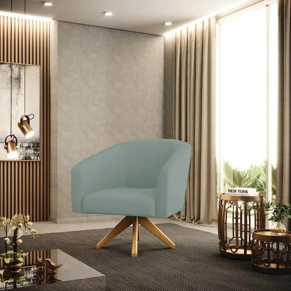 Poltrona Decorativa Giratória MA30 Kit 2 Stella Cotelê Int/Veludo D03 - D'Rossi - Menta