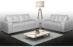 Sofá 2 e 3 Lugares Couro Sala Milano Branco - Scala Decor