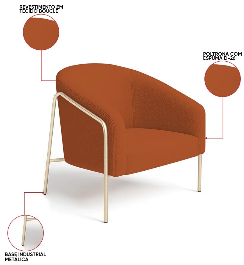 Poltrona Sala Industrial Alta Champanhe Stella Bouclê D03 - D'Rossi - Terra