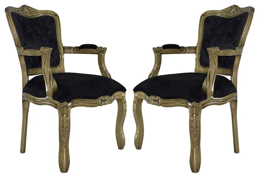 Conjunto 02 Poltronas Luis Xv - Wood Prime 230795 Liso