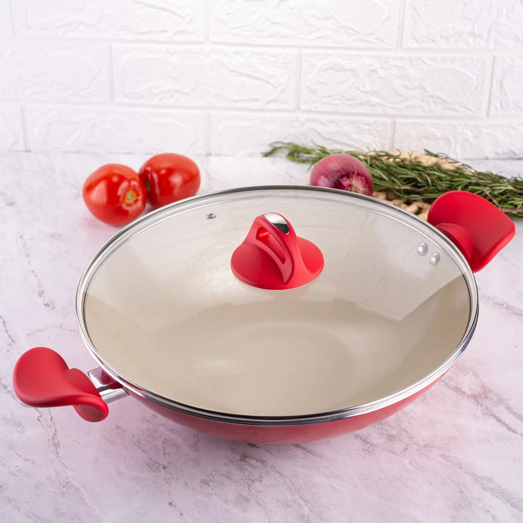 Panela Wok Intense Com Alças - Vermelha (32cm)