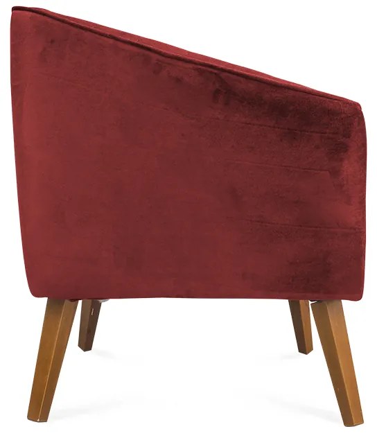 Poltrona Decorativa Dalia Pés de Madeira Suede Vermelho - Sheep Estofados - Vermelho