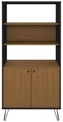 Estante Livreiro Decorativa 2 Portas Industrial Lit A06 Freijó/Preto -