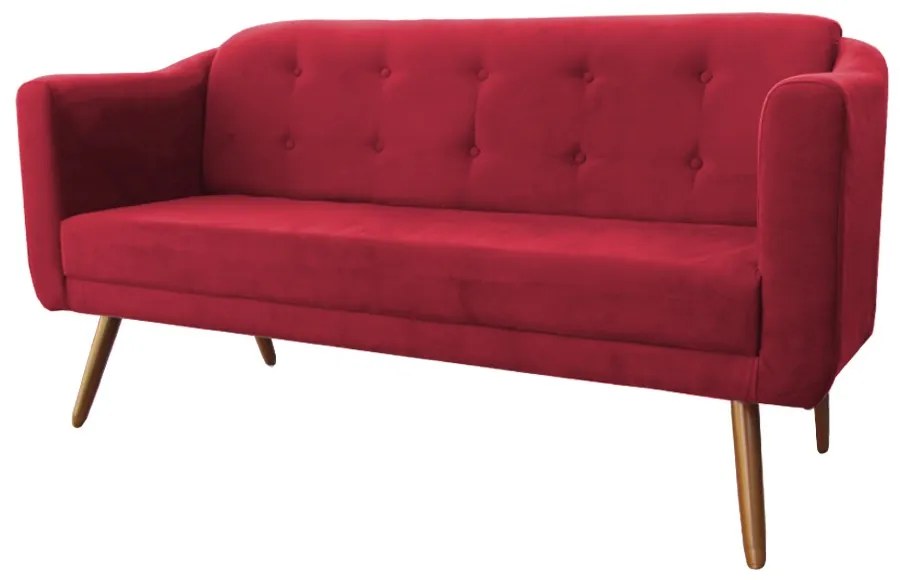 Namoradeira Bruna 1,60 m 3 Lugares Pés Palito Suede Vermelho