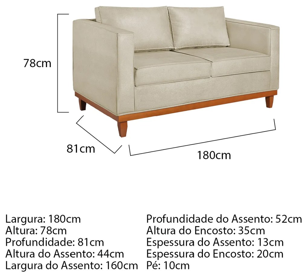 Kit Sofá 3 Lugares e 2 Poltronas Europa 180 cm Estilo Conforto e Elegância Suede - ADJ Decor
