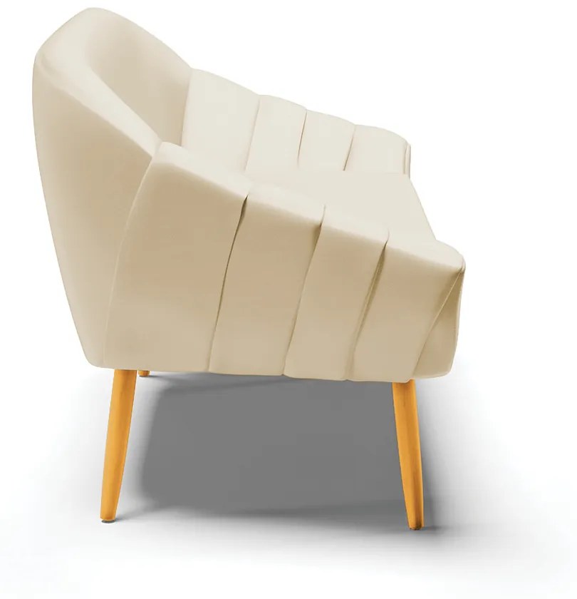 Namoradeira 02 Lugares Giovana Corino Pés Palito Castanho - Indo Decorar - Bege
