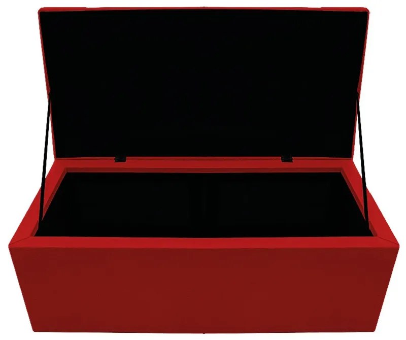 Recamier Baú Estofada Mel 90 cm Solteiro Com Capitonê  Suede Vermelho - ADJ Decor