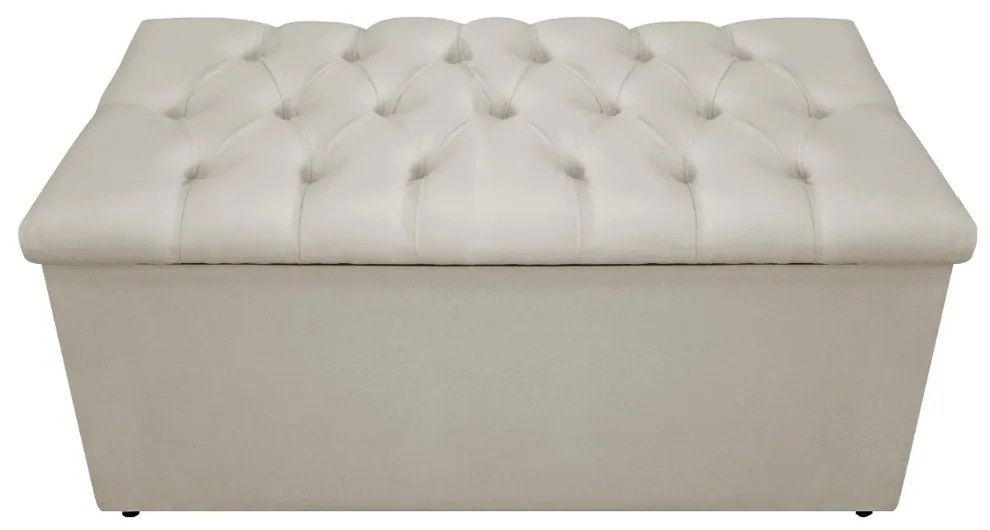 Recamier Baú Estofada Mel 90 cm Solteiro Com Capitonê  Suede Bege - ADJ Decor