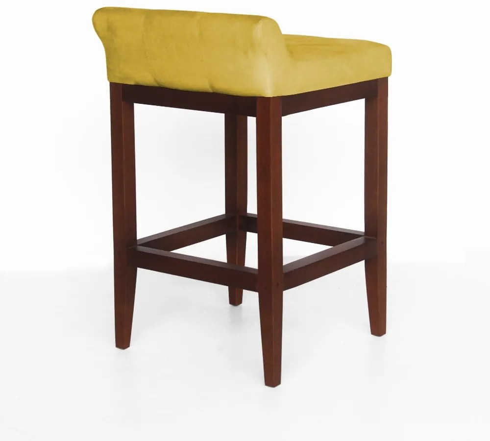 kit 2 Banquetas Alta Lotus Base Madeira Maciça Estofada Suede Amarelo