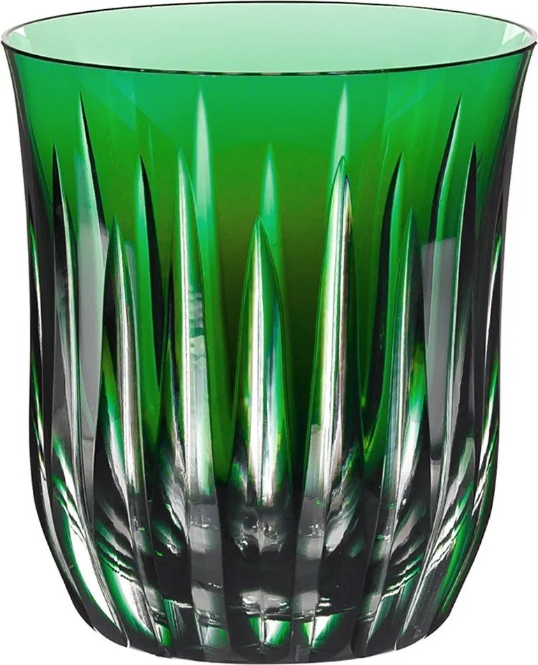 Copo de Cristal Mozart Basic Lapidado p/ Whisky 410ml Verde Escuro