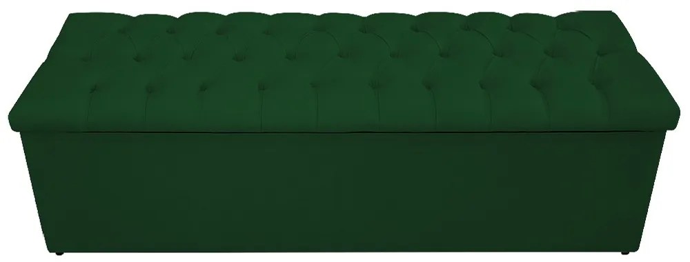 Recamier Baú Estofada Mel 160 cm Queen Size Com Capitonê Suede Verde - ADJ Decor