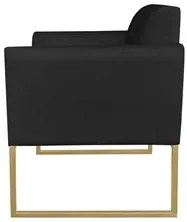 Poltrona Decorativa Base Industrial Dourada Maressa S07 Suede Preto -