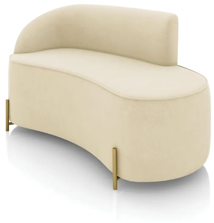Sofá 2 Lugares Orgânico 140cm Pé Dourado Morgan Suede D03 - D'Rossi - Bege