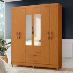 Guarda Roupa Solteiro 154cm com Espelho Dony A02 Cinamomo   - Mpozenat