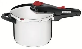 Panela de Pressão Tramontina Solar em Aço Inox Fundo Triplo 22 cm 6 L com Cozi Vapore em Aço Inox