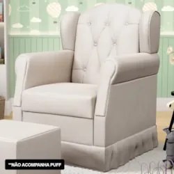 Poltrona de Amamentação Fixa Lucy Z39 Suede Bege - Mpozenato
