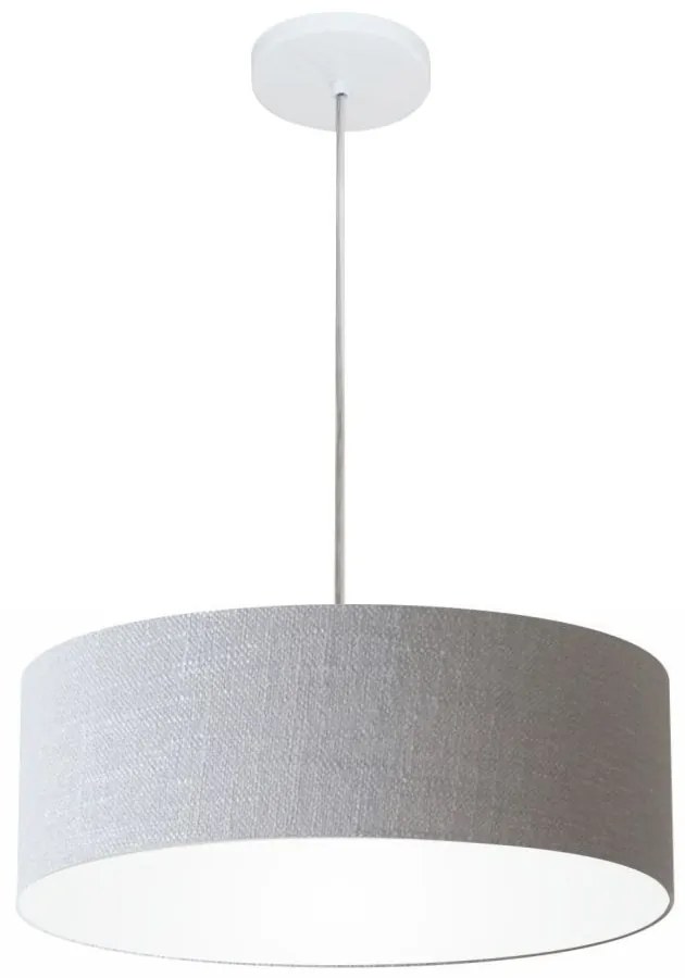 Lustre Pendente Cilíndrico Md-4132 Cúpula em Tecido 40x15cm Rustico Cinza - Bivolt