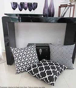 3 Capas para Almofadas Confort Veludo Geométrico Preto 50x50cm
