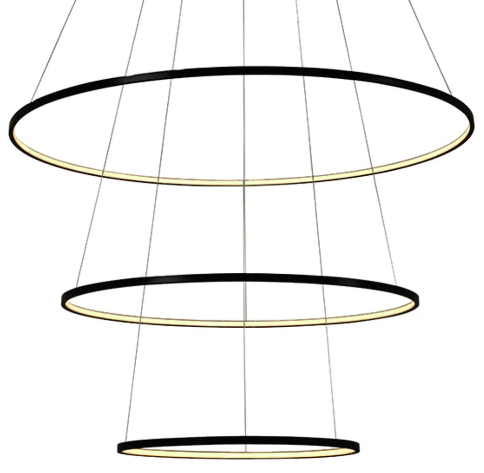 Pendente Birdie Aros Ø80X2Cm / Ø60X2Cm / Ø40X2Cm Led 39W 3000K Bivolt... (Preto)