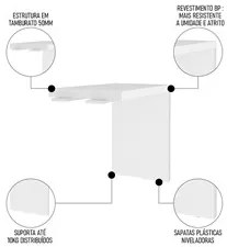 Mesa de Apoio Lateral 89cm Tamburato Corp A06 Branco - Mpozenato