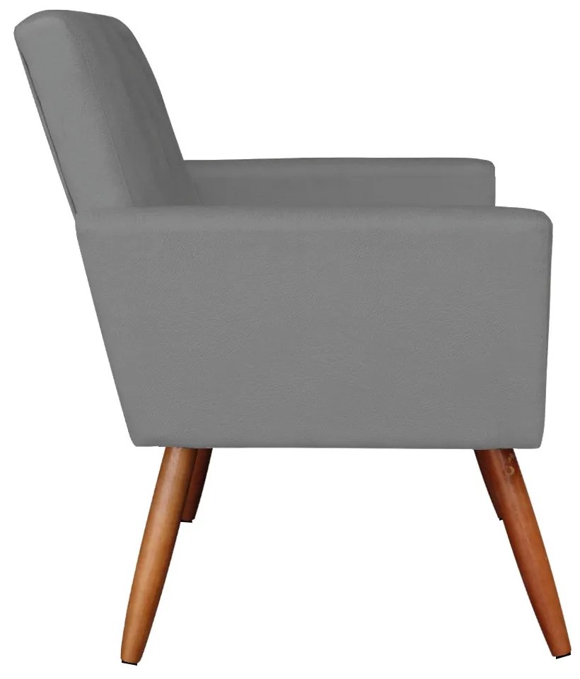 Poltrona Nina Suede Grafite Pés Palito Castanho M11 - D'Rossi