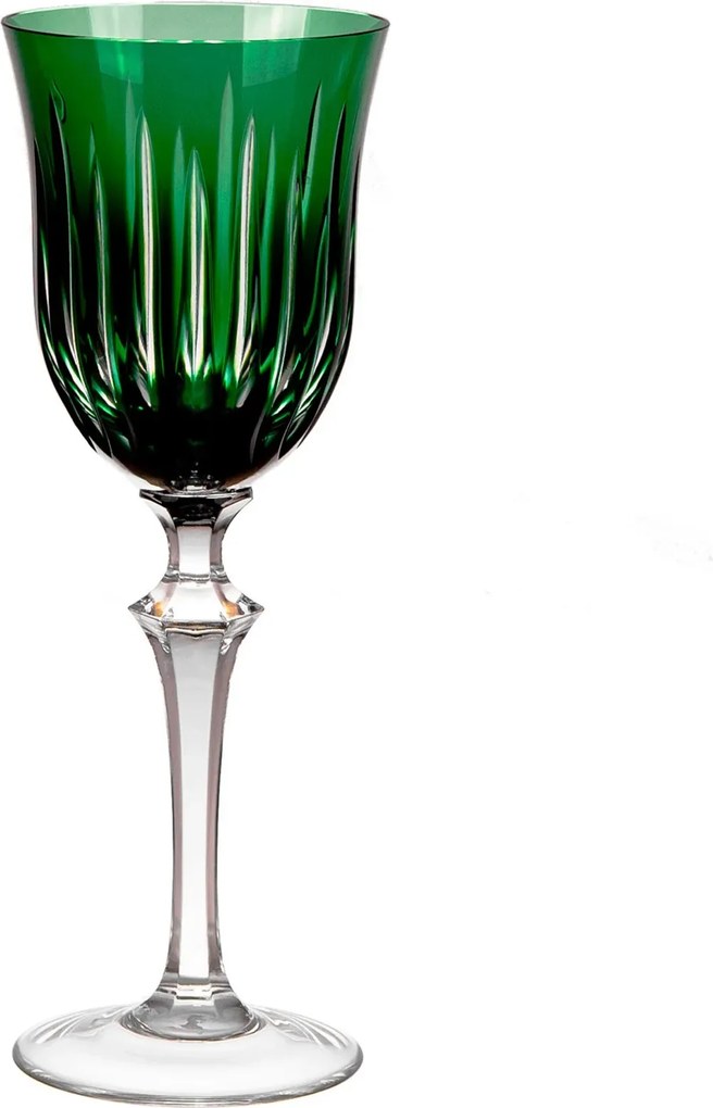 Taça de Cristal Lapidado p/ Vinho Branco 37 - Verde Verde Escuro