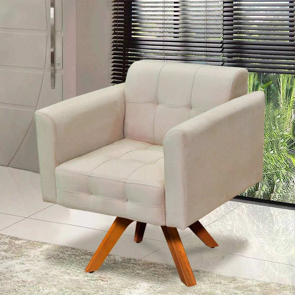 POLTRONA GIRATORIA ELISA SUEDE BASE MADE - Bege