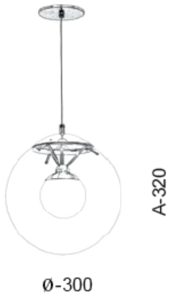 Pendente Esfera Ø30X32Cm Metal E Vidro 1 X G9 Globo Ø30Cm / Ø12Cm|Old... (CROMADO, AMBAR)