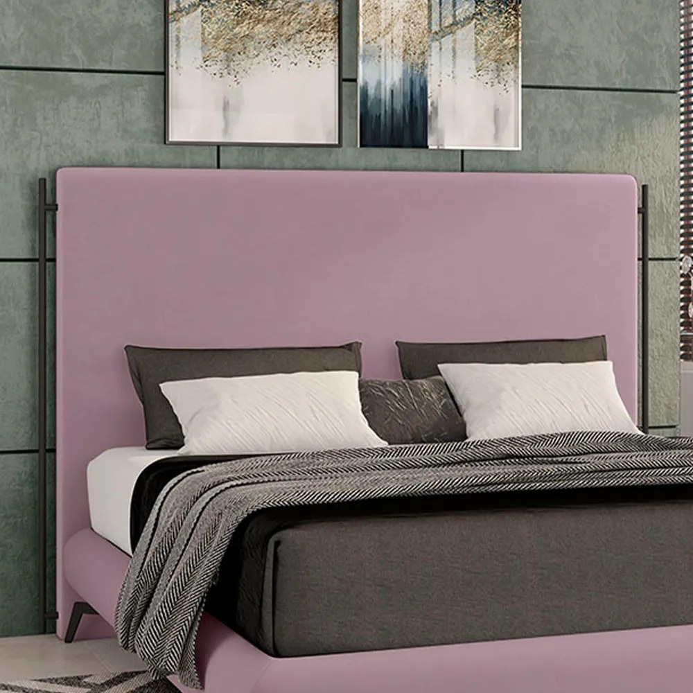 Cabeceira Design para Cama King Bezos Pés em Madeira Veludo Rosê G91 - Gran Belo