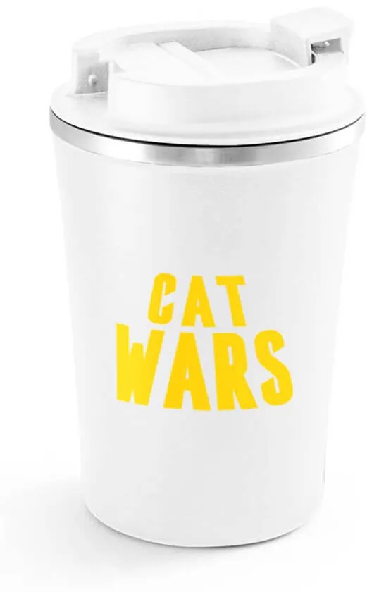 Copo Térmica Chá Café e Cerveja 470ml Cat Wars - Branco