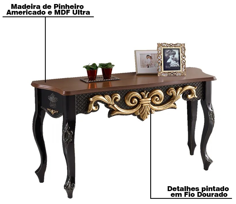 Aparador Decorativo Carlsberg Preto/Imbuia  G71 - Gran Belo