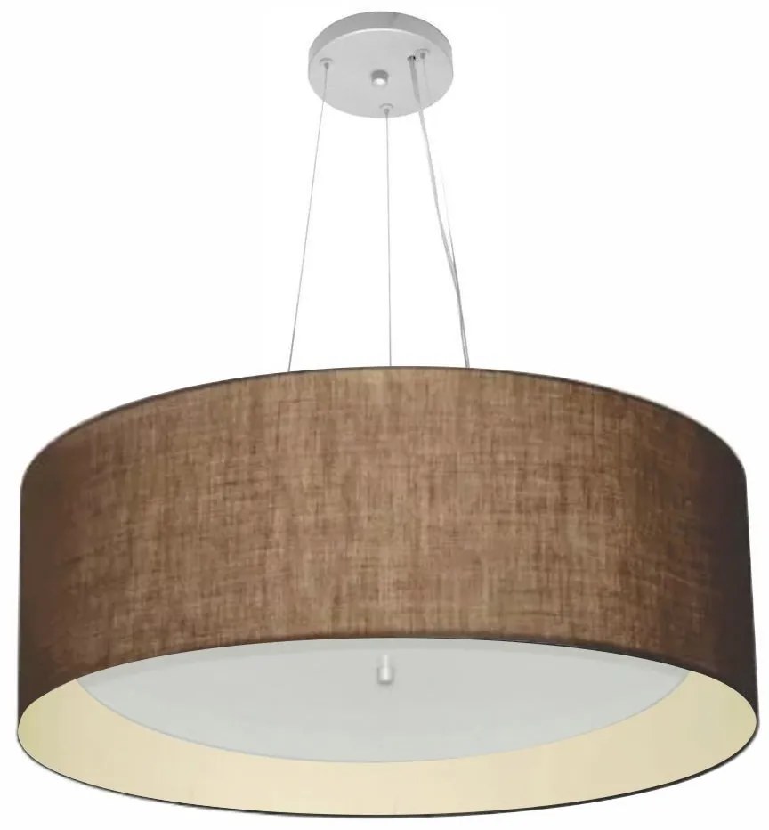 Lustre Pendente Cilíndrico Md-4142 Cúpula em Tecido 80x30cm Café / Bege - Bivolt