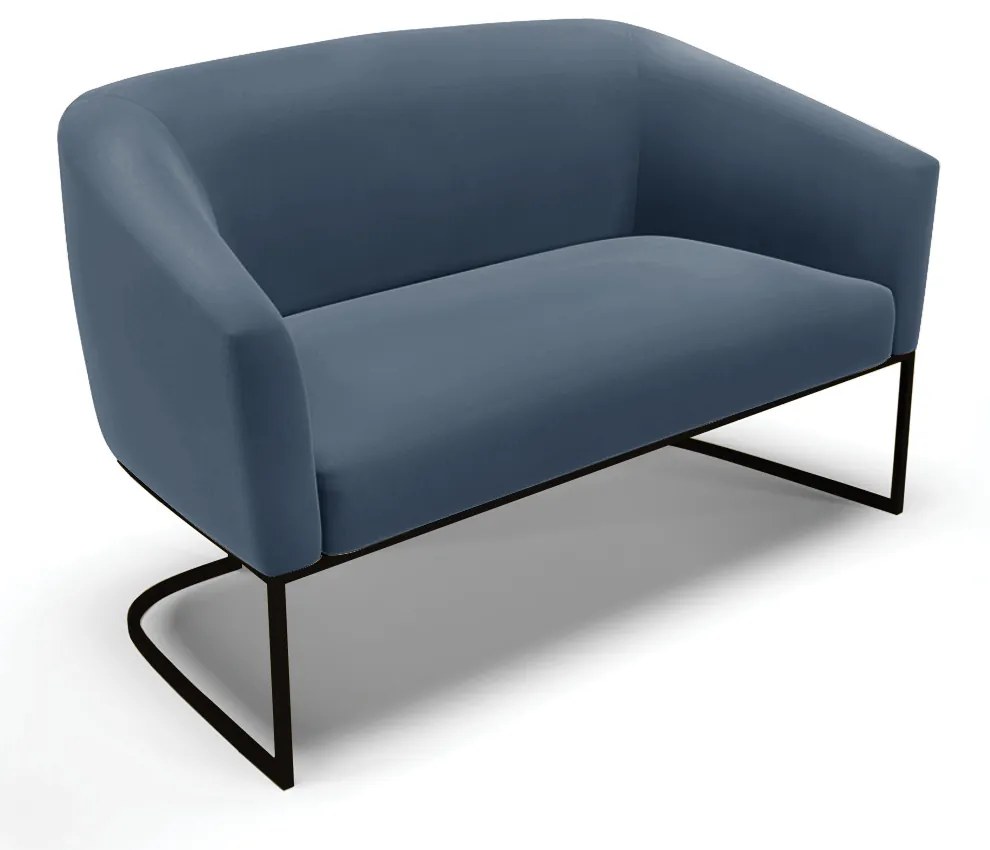 Namoradeira e 2 Poltronas Industrial Preto Stella Suede D03 - D'Rossi - Azul Marinho