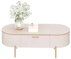 Mesa de Centro Para Sala Pés Metálicos Clover D04 Off White - Mpozenat